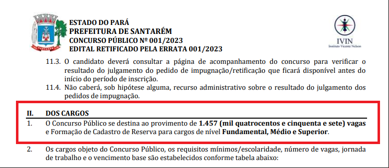 Vagas imediatas 