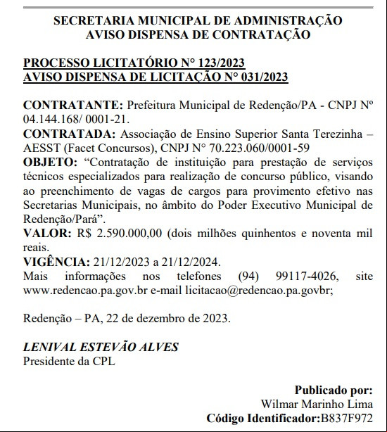 Extrato do contrato 